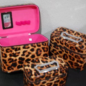 3 -in -1 Vanity Train Case in Vegan Leather patent leopard